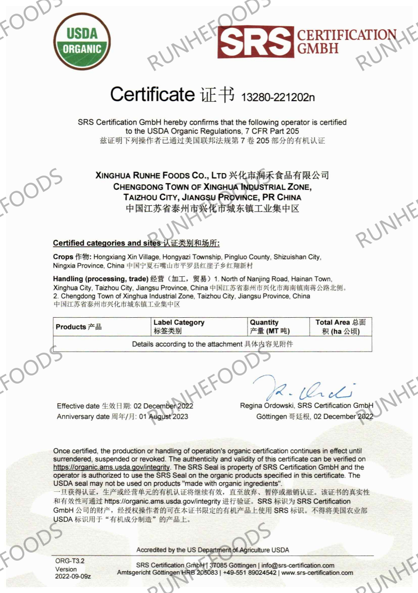 XH Runhe 13280-221202n Certificate&Annex NOP 20230801