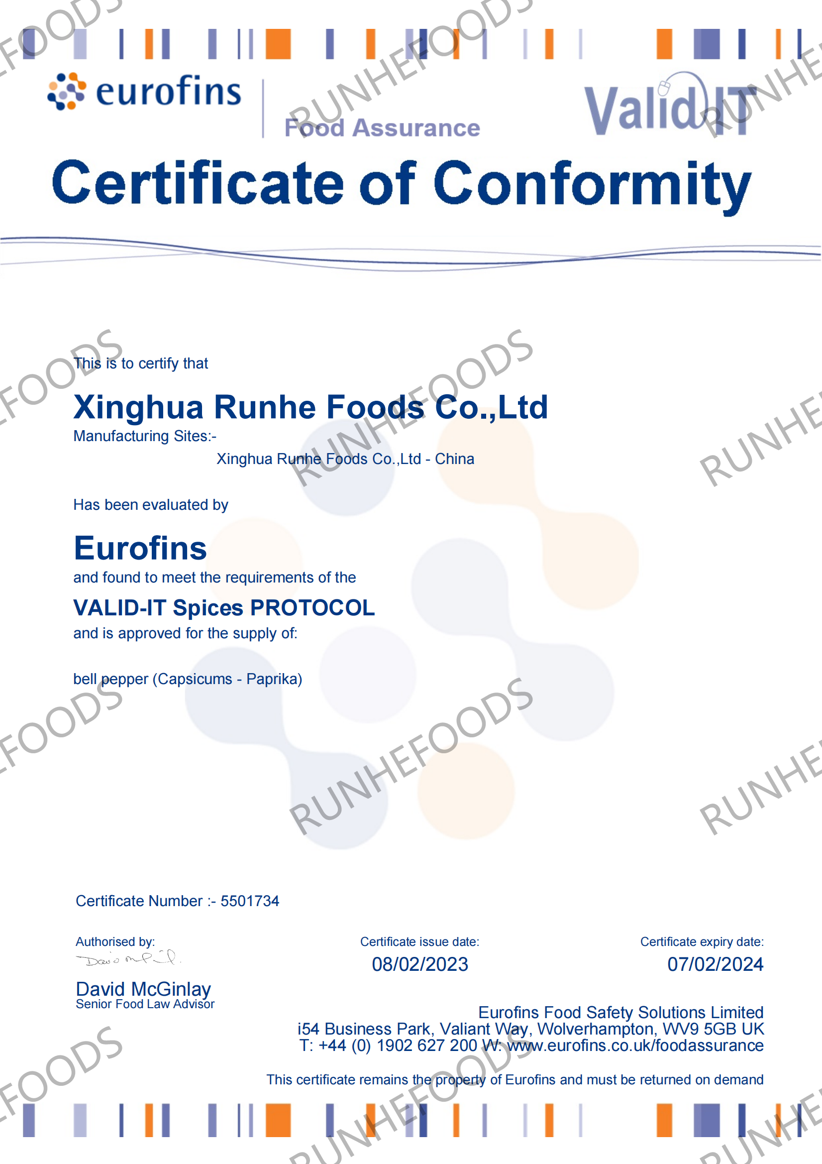 Xinghua Runhe Foods Co.,Ltd - 550